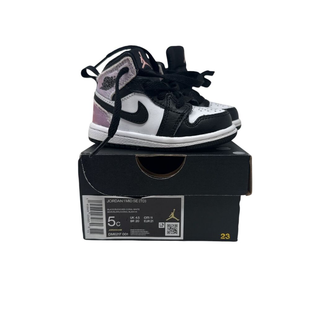 Nike Infant Toddler Kids Size 5c Jordan 1 Mid Se Sneakers tie dye DM6217-001